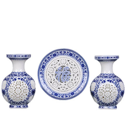 Compatible porcelaine Jahrriesnge  for hollow  vase set 3 pcs cna0908 