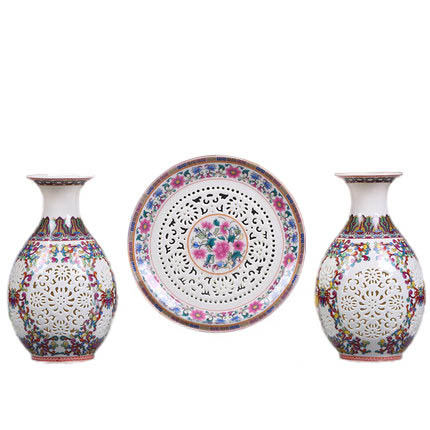 Compatible porcelaine Jahrriesnge  for hollow  vase set 3 pcs cna0909 